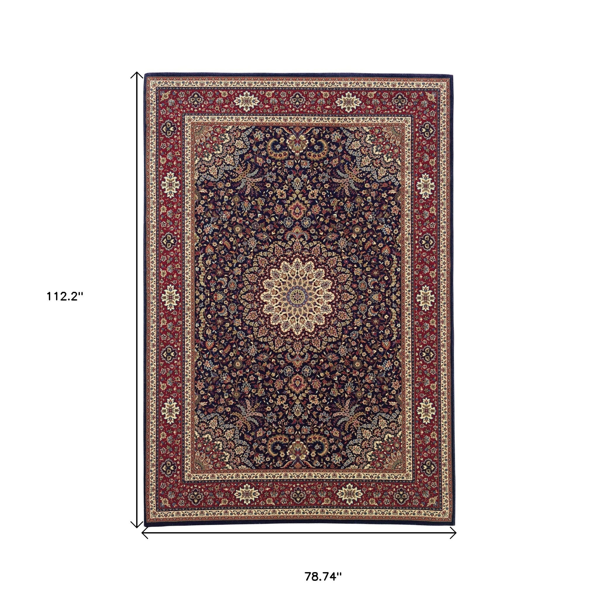 7' X 10' Blue And Red Oriental Area Rug - Home & Garden