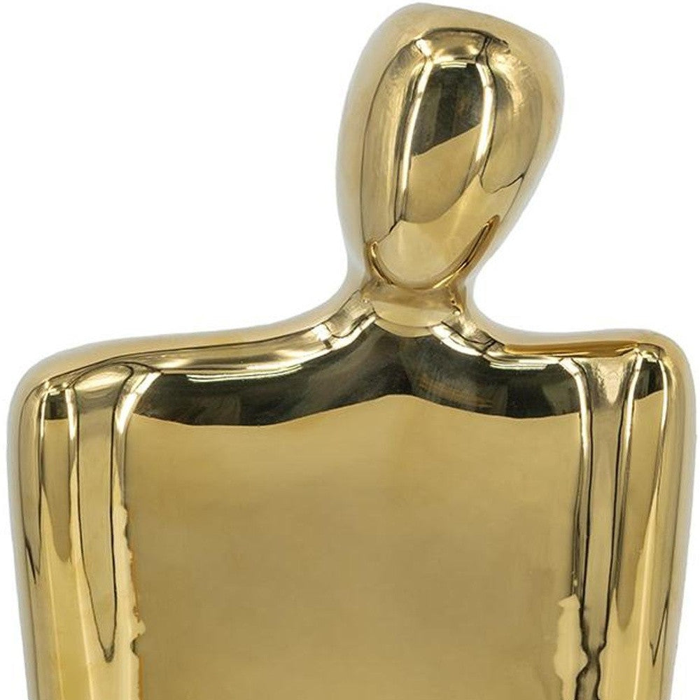 10" Gold Ceramic Modern Abstract Table Vase - Home & Garden