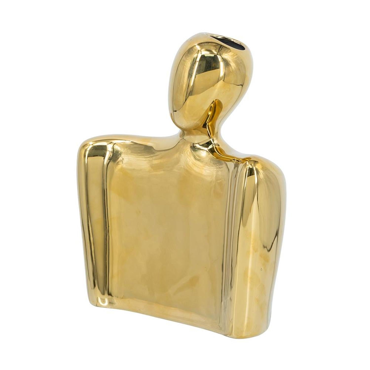 10" Gold Ceramic Modern Abstract Table Vase - Home & Garden