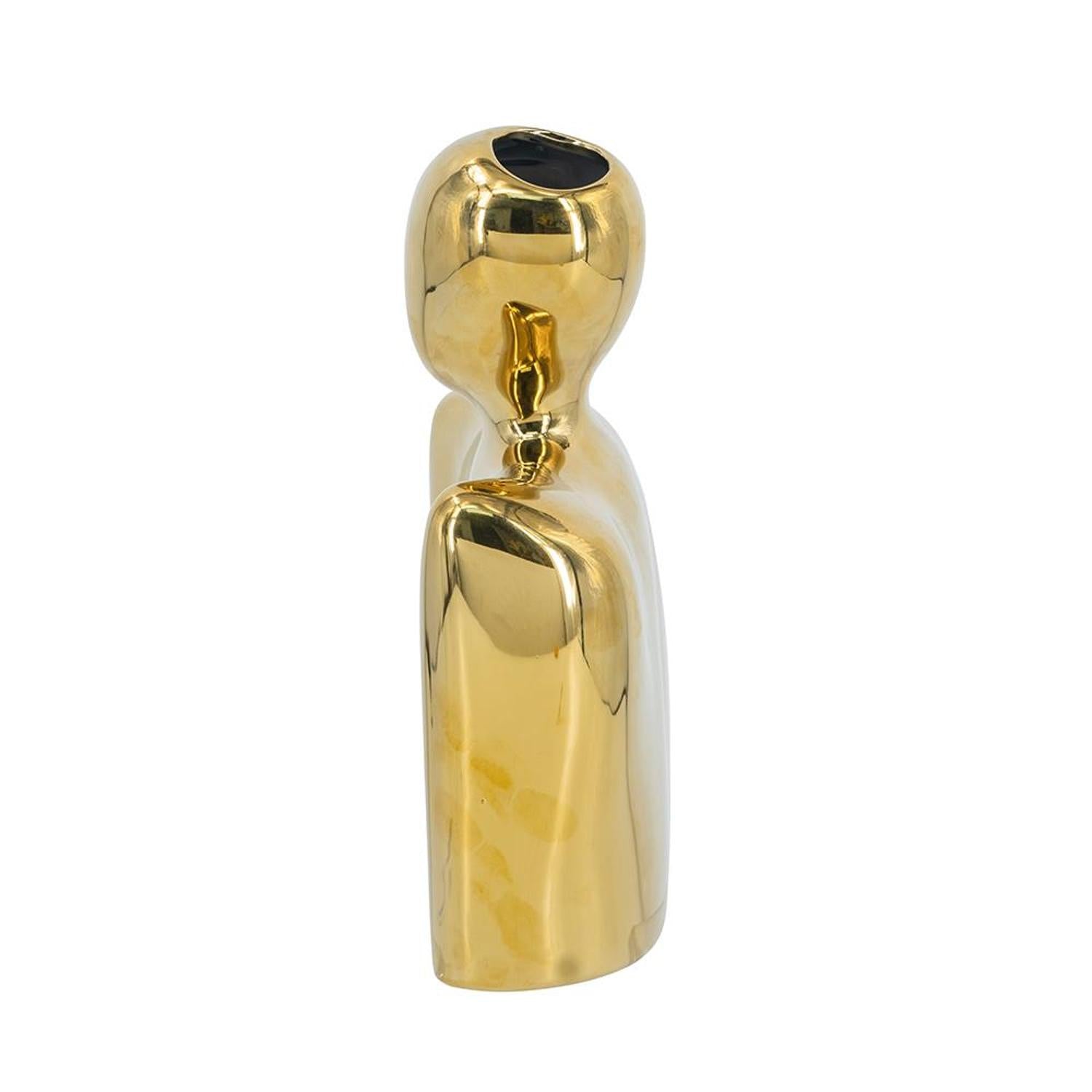 10" Gold Ceramic Modern Abstract Table Vase - Home & Garden