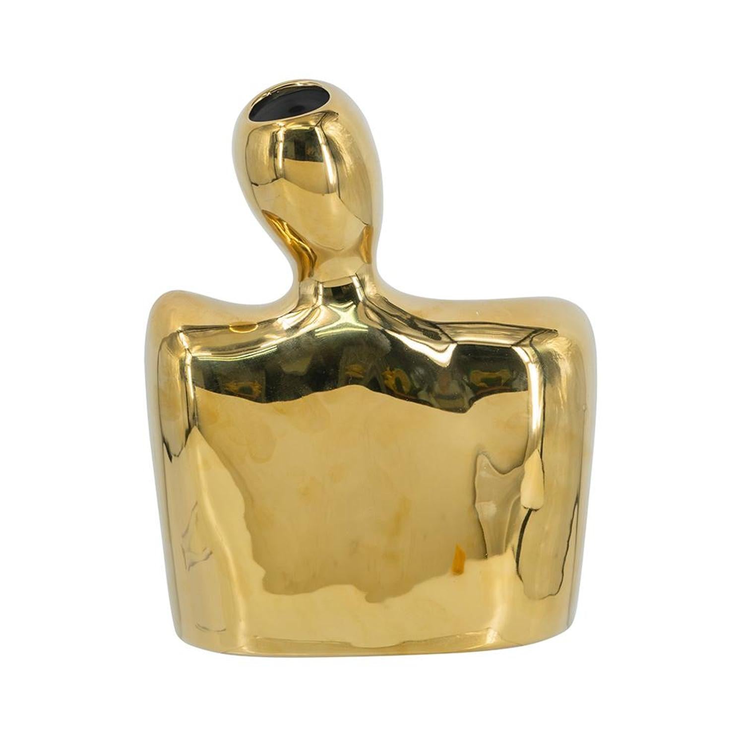 10" Gold Ceramic Modern Abstract Table Vase - Home & Garden