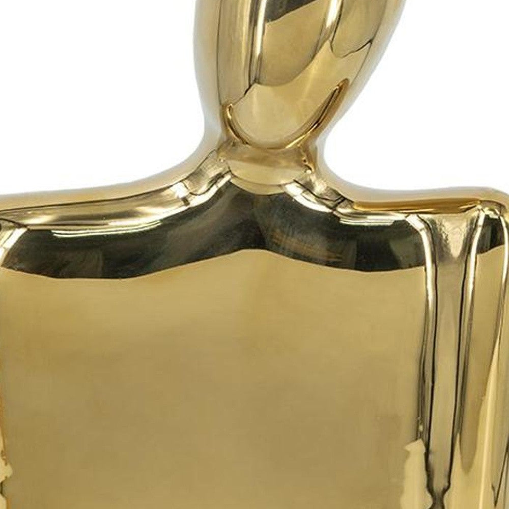 10" Gold Ceramic Modern Abstract Table Vase - Home & Garden