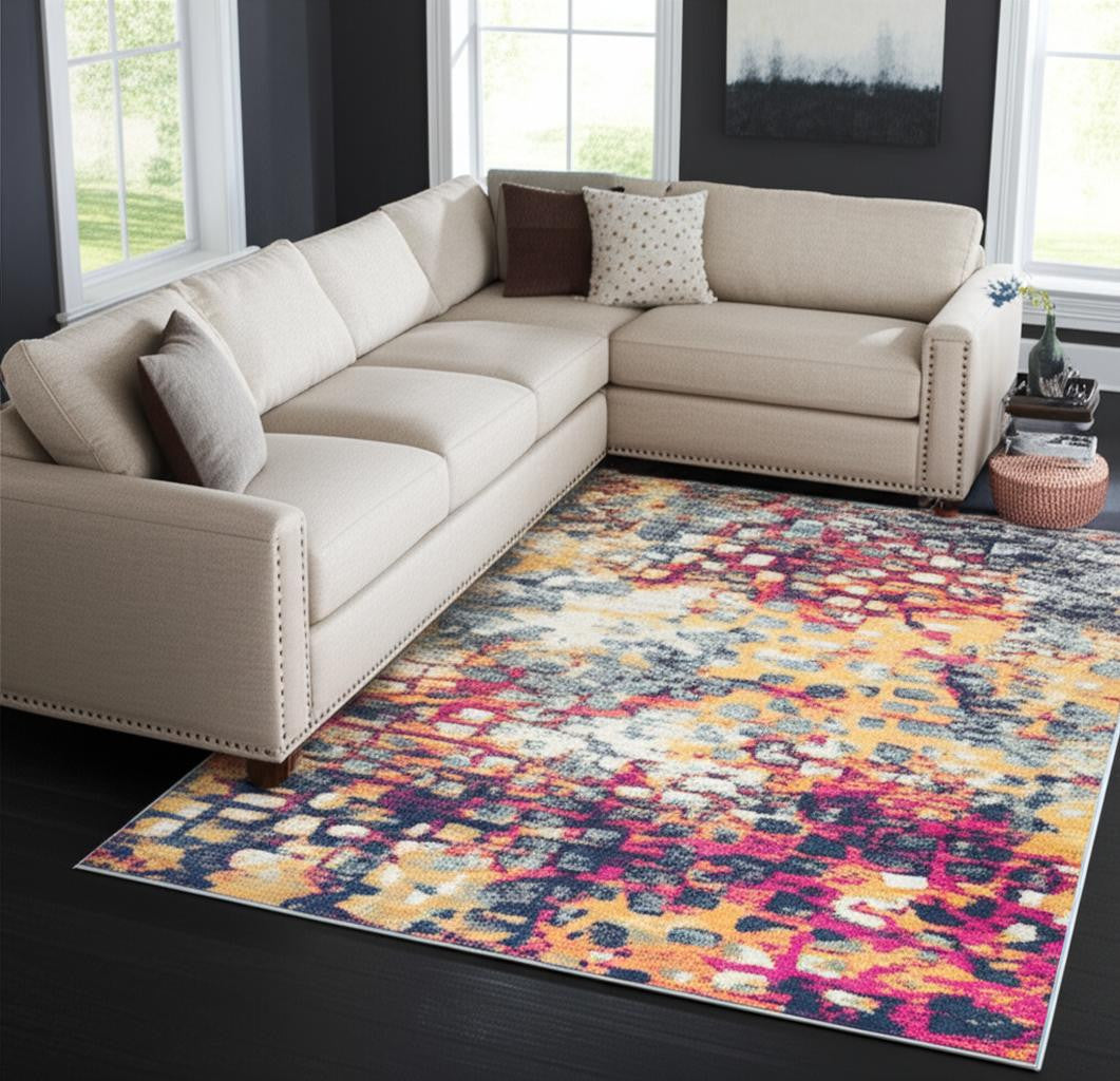 8' X 10' Blue and Ivory Abstract Area Rug - Home Decor