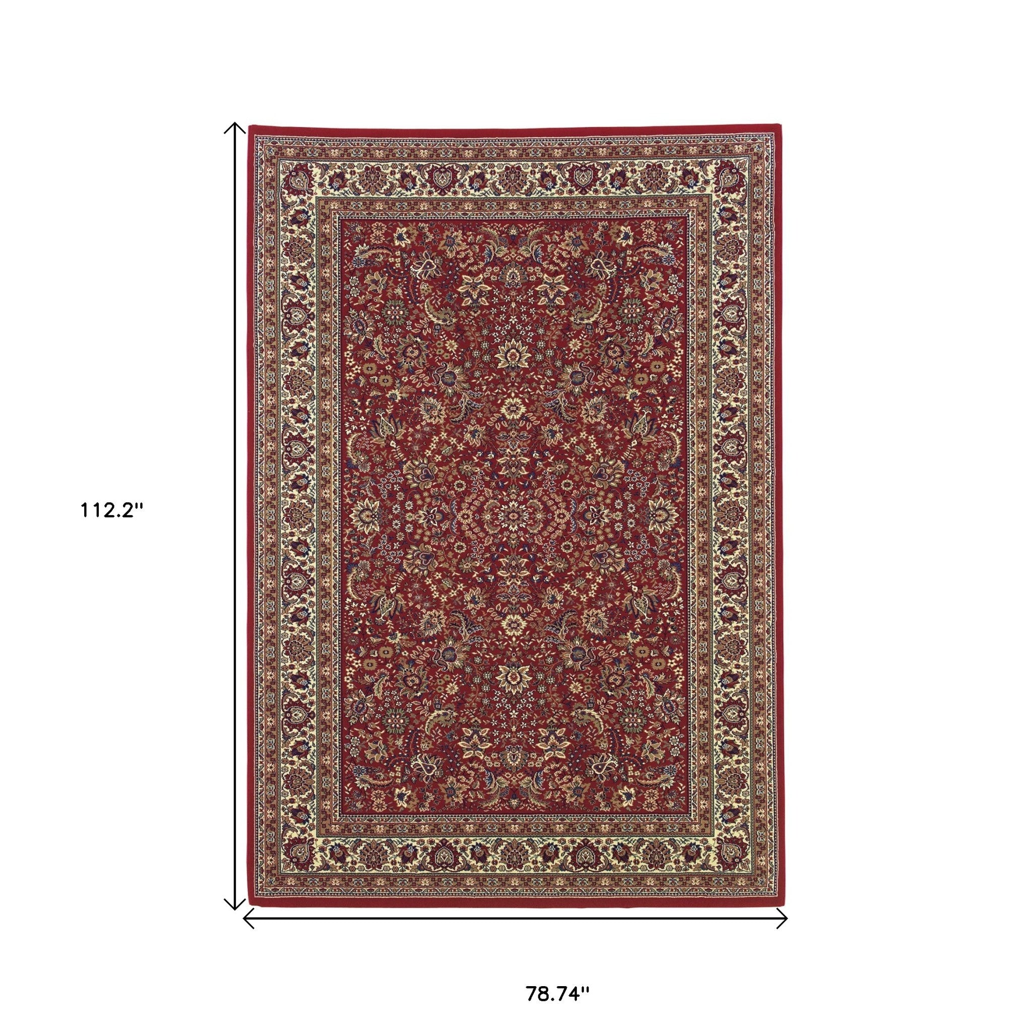 7' X 10' Red And Ivory Oriental Area Rug - Home & Garden