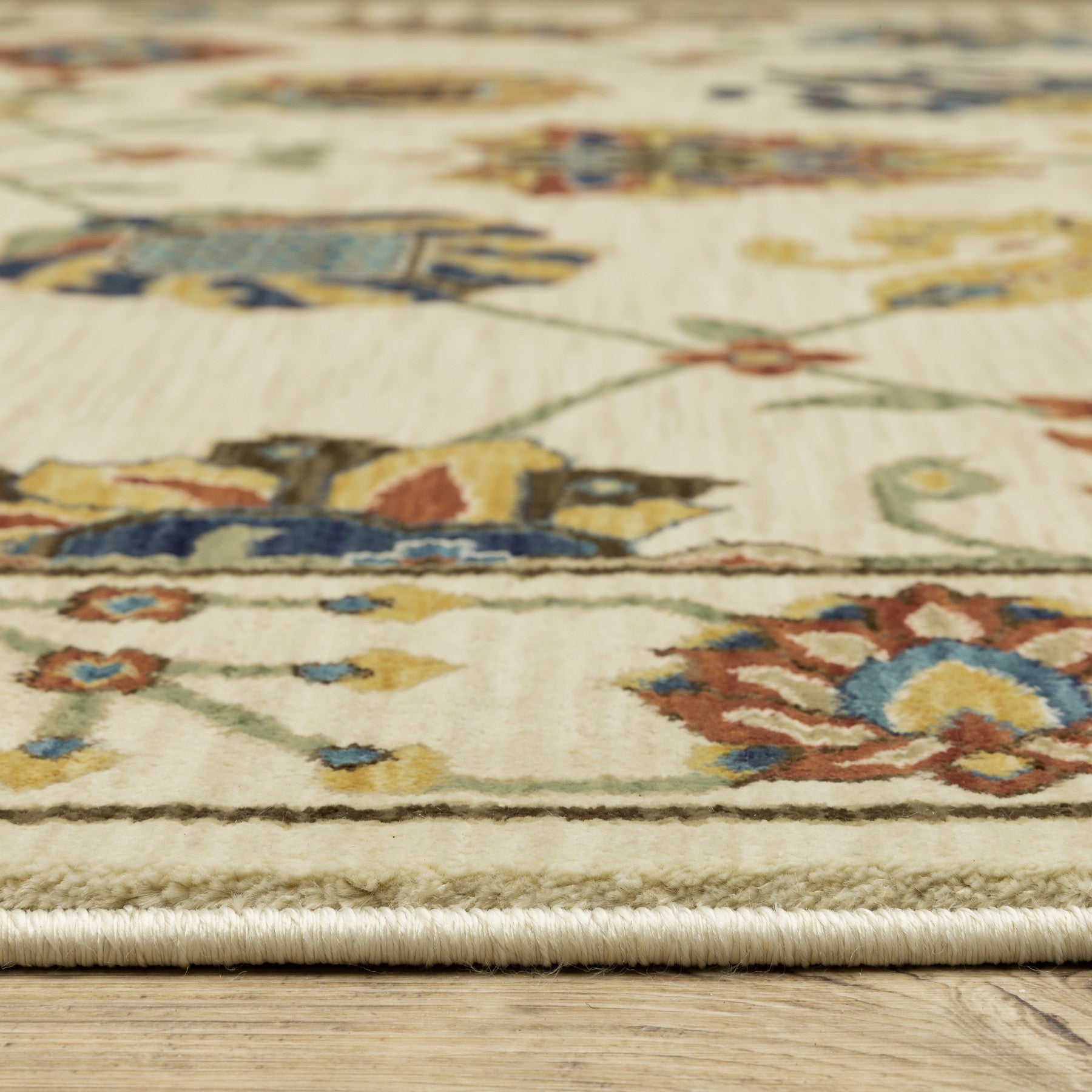 10' X 13' Ivory Yellow And Orange Oriental Area Rug With Fringe - Home & Garden