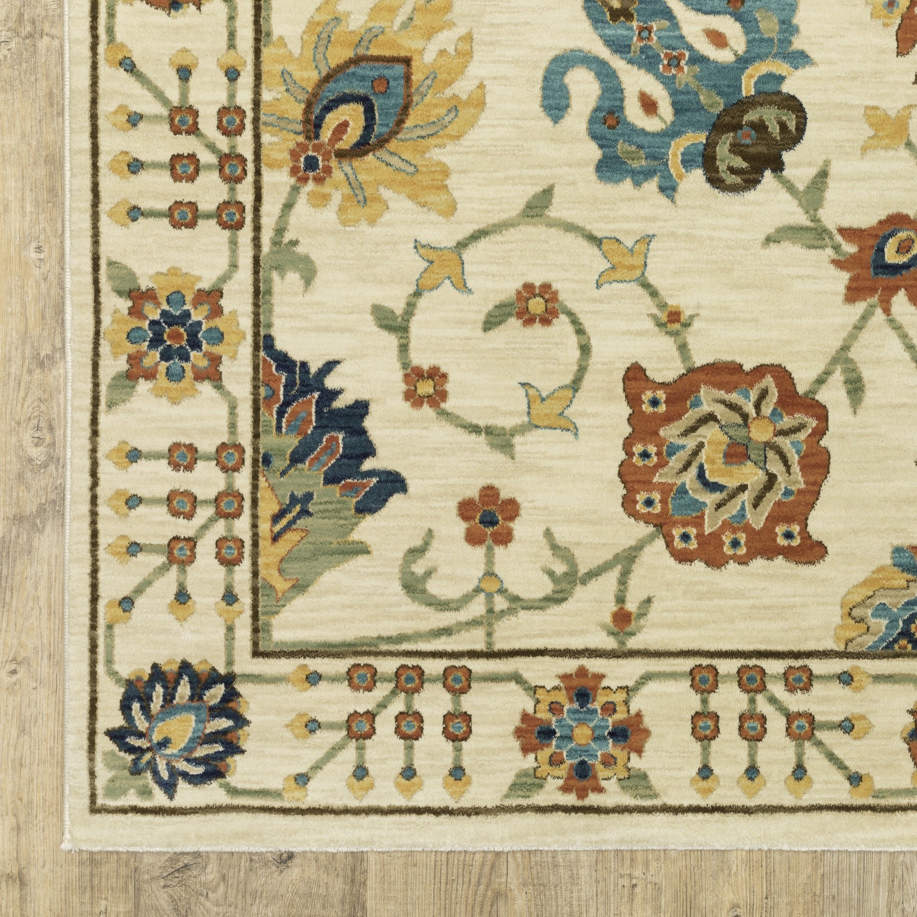 10' X 13' Ivory Yellow And Orange Oriental Area Rug With Fringe - Home & Garden