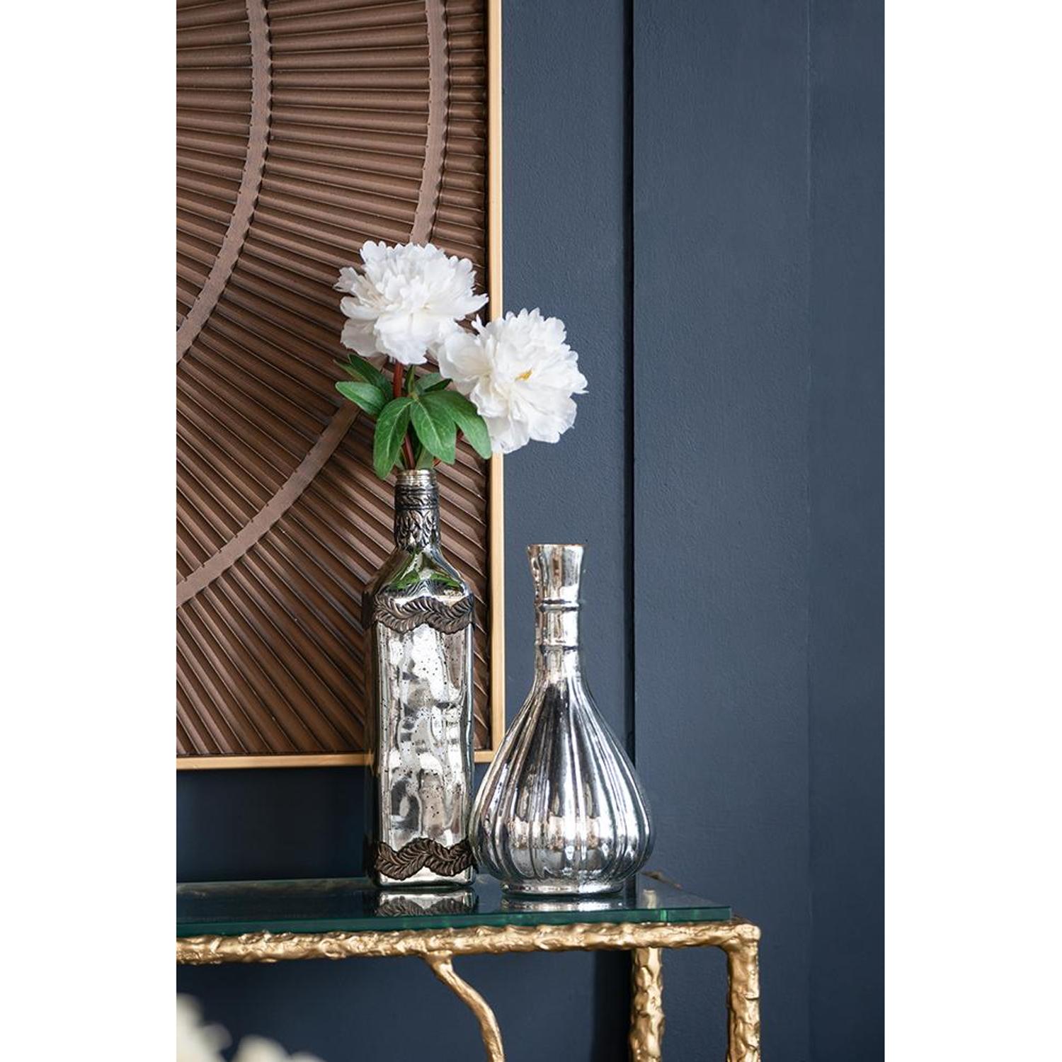 10" Antiqued Silver Glass Round Table Vase - Home & Garden