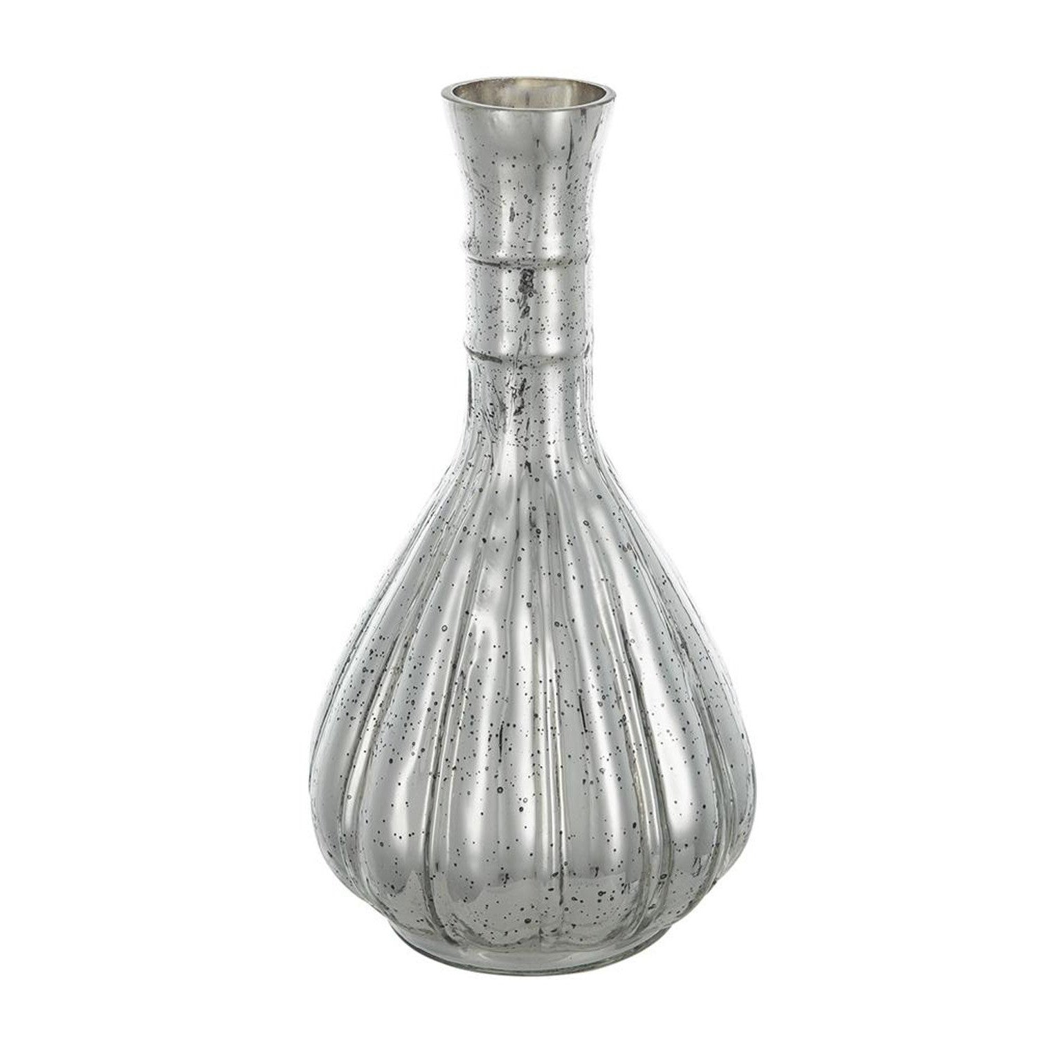 10" Antiqued Silver Glass Round Table Vase - Home & Garden