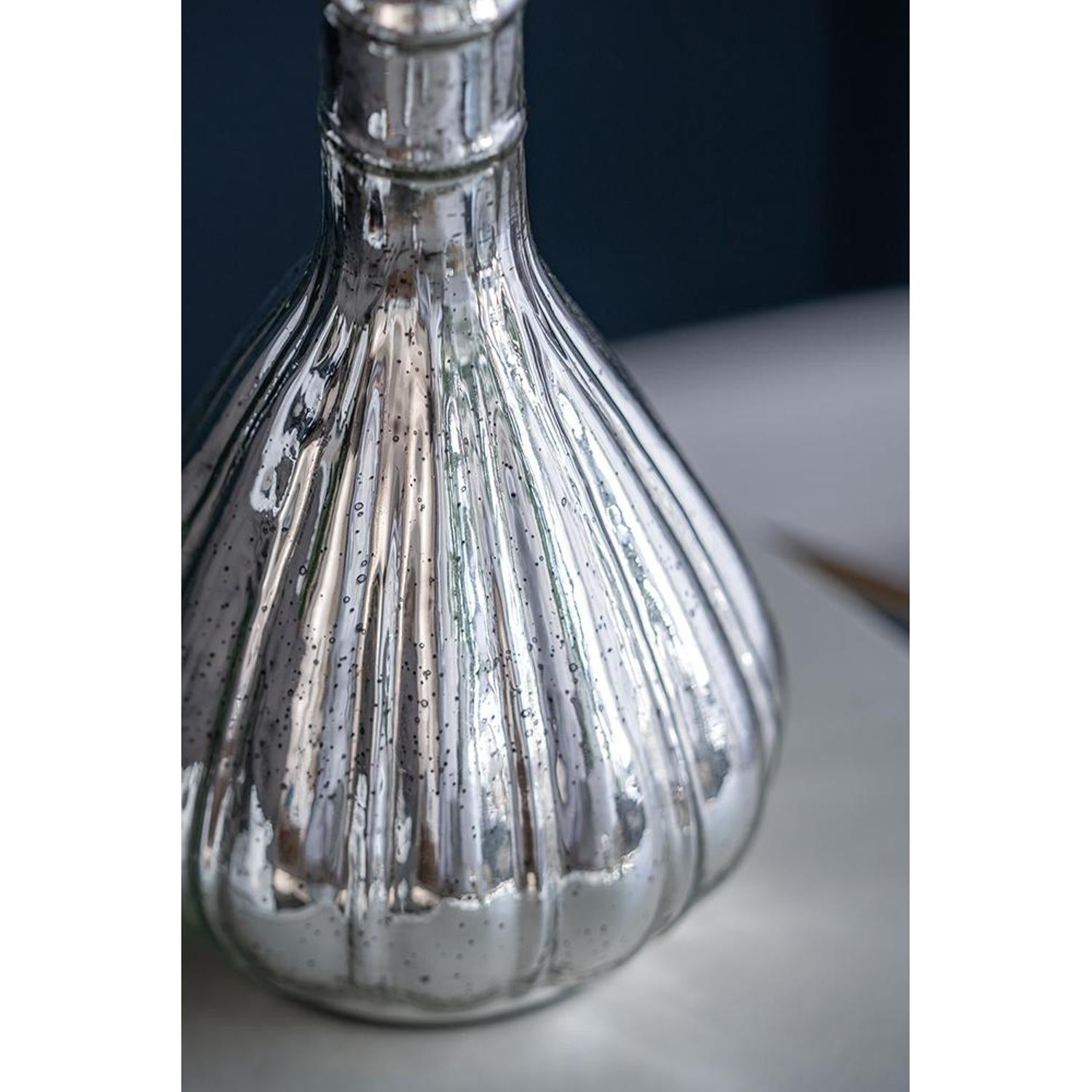 10" Antiqued Silver Glass Round Table Vase - Home & Garden