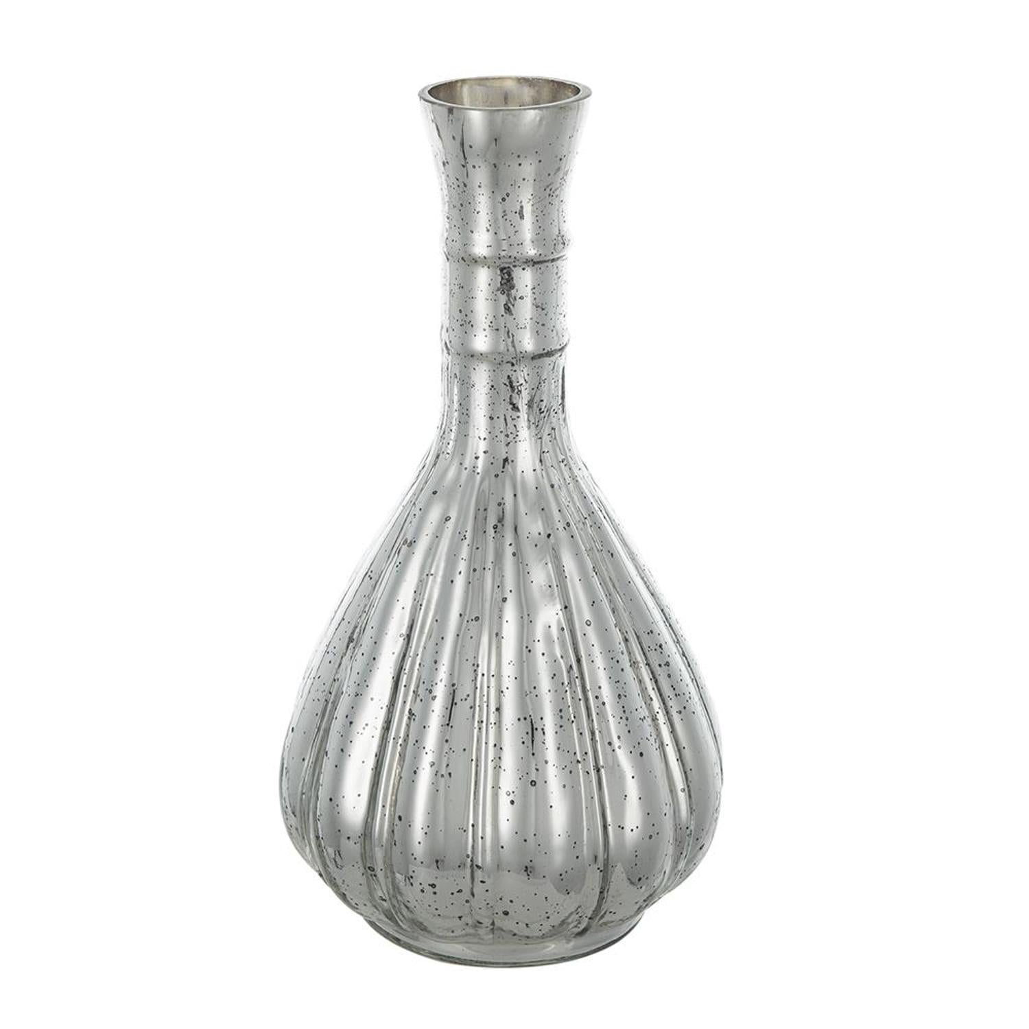 10" Antiqued Silver Glass Round Table Vase - Home & Garden