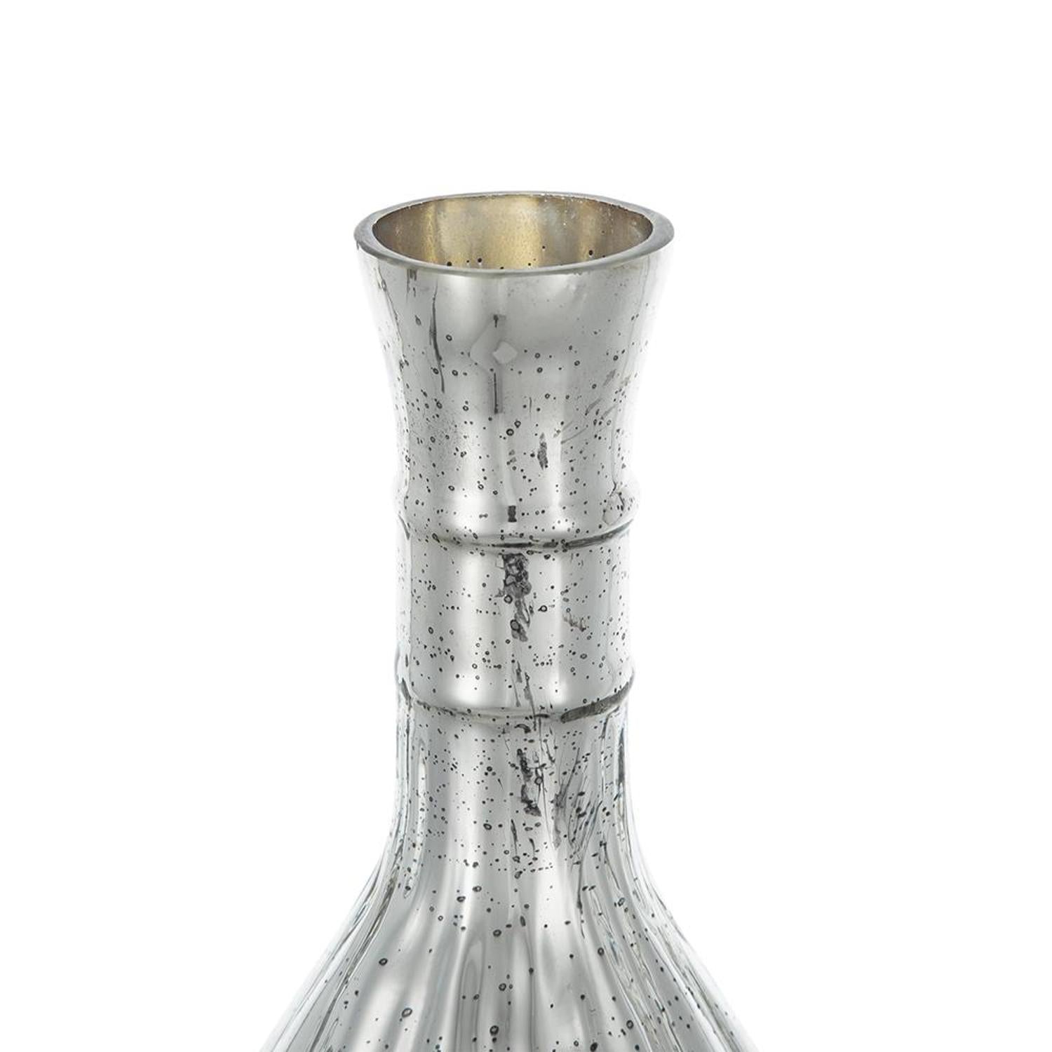 10" Antiqued Silver Glass Round Table Vase - Home & Garden