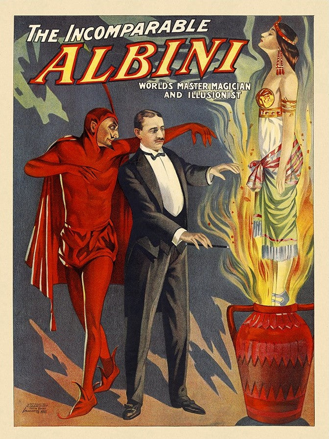 11" X 14" The Incomparable Albini Vintage Magic Poster Wall Art - Home Decor