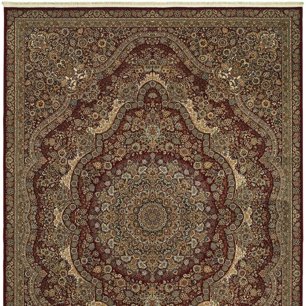5' X 8' Red And Gold Medallion Area Rug With Fringe - Home & Garden