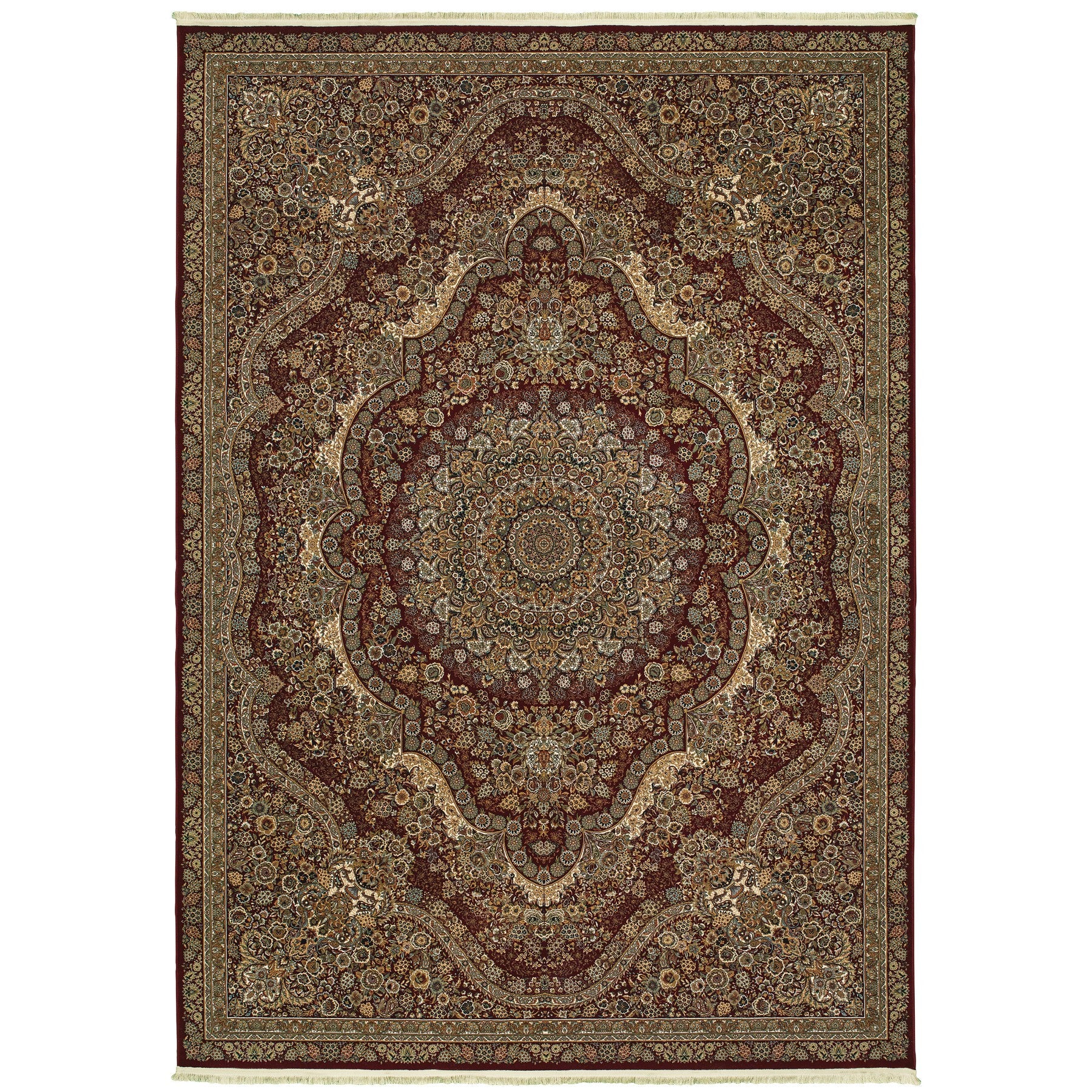 5' X 8' Red And Gold Medallion Area Rug With Fringe - Home & Garden