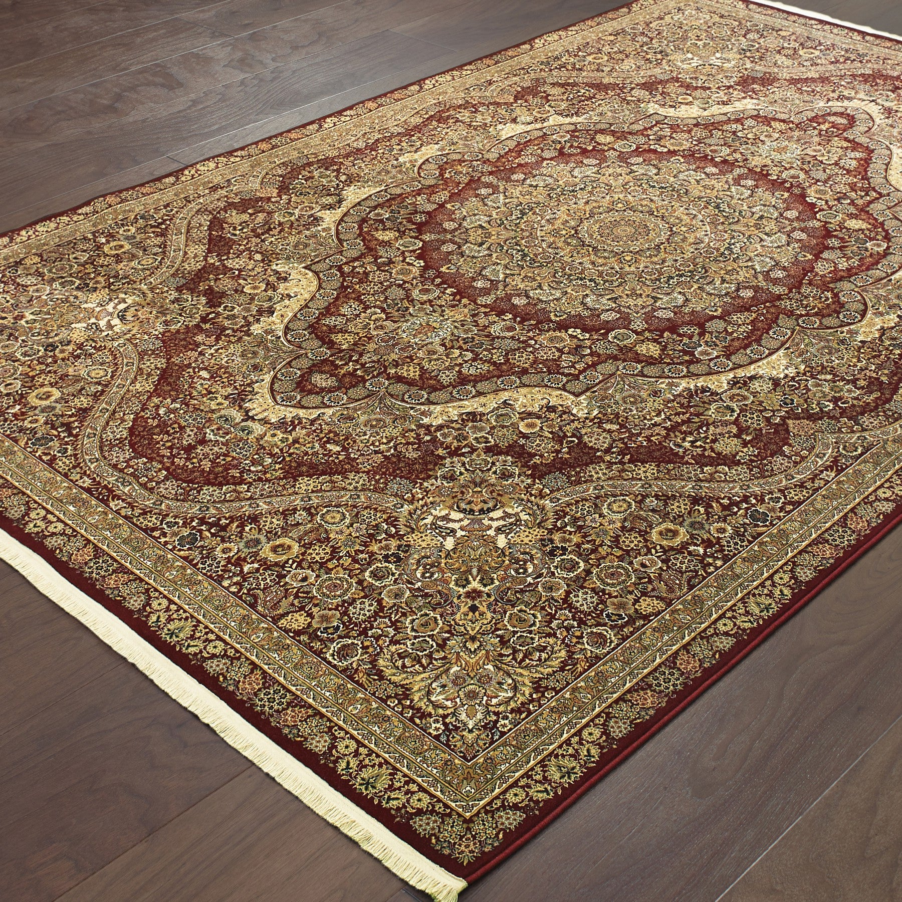 5' X 8' Red And Gold Medallion Area Rug With Fringe - Home & Garden