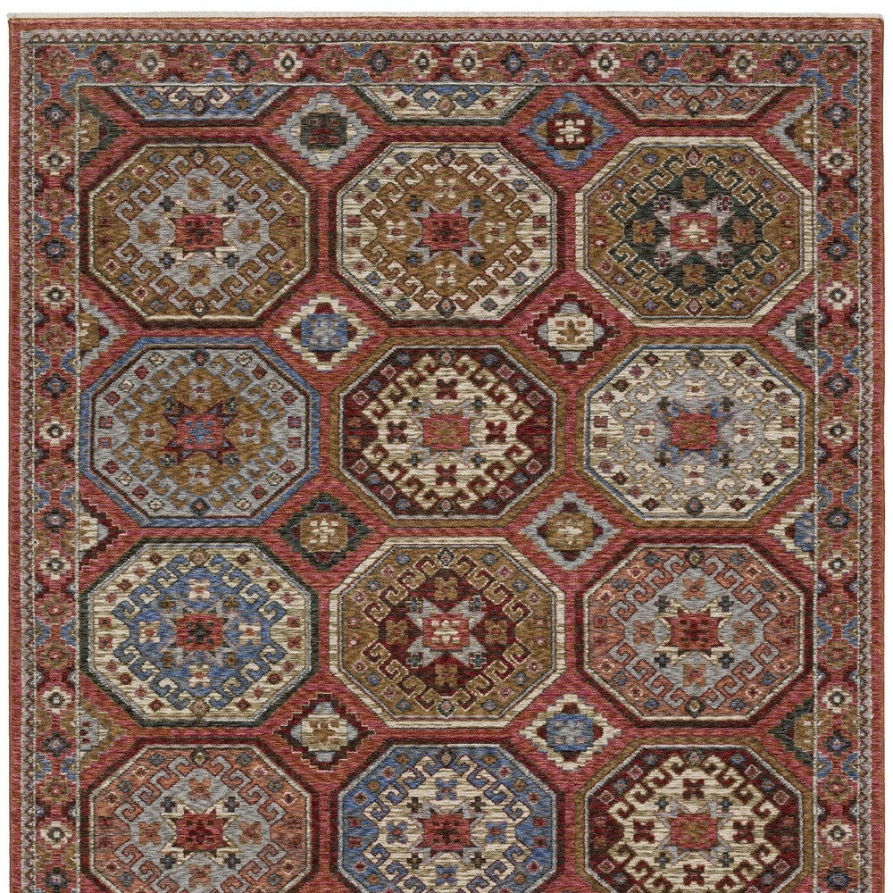10' X 13' Pink And Red Medallion Area Rug With Fringe - Home & Garden