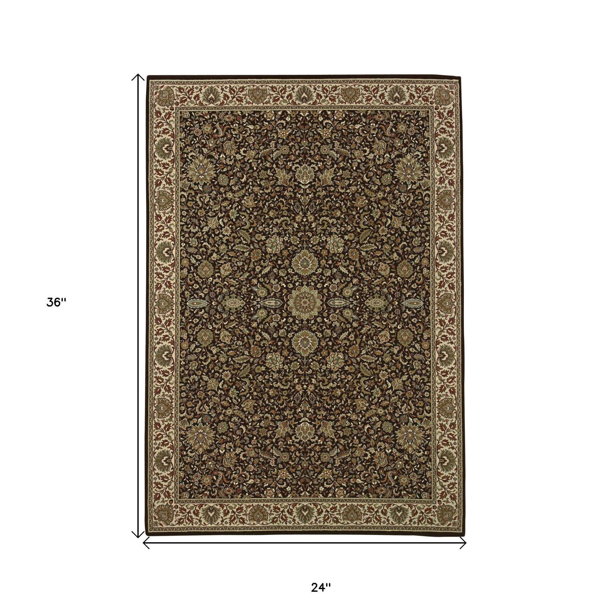 2' X 3' Brown And Ivory Oriental Area Rug - Home & Garden