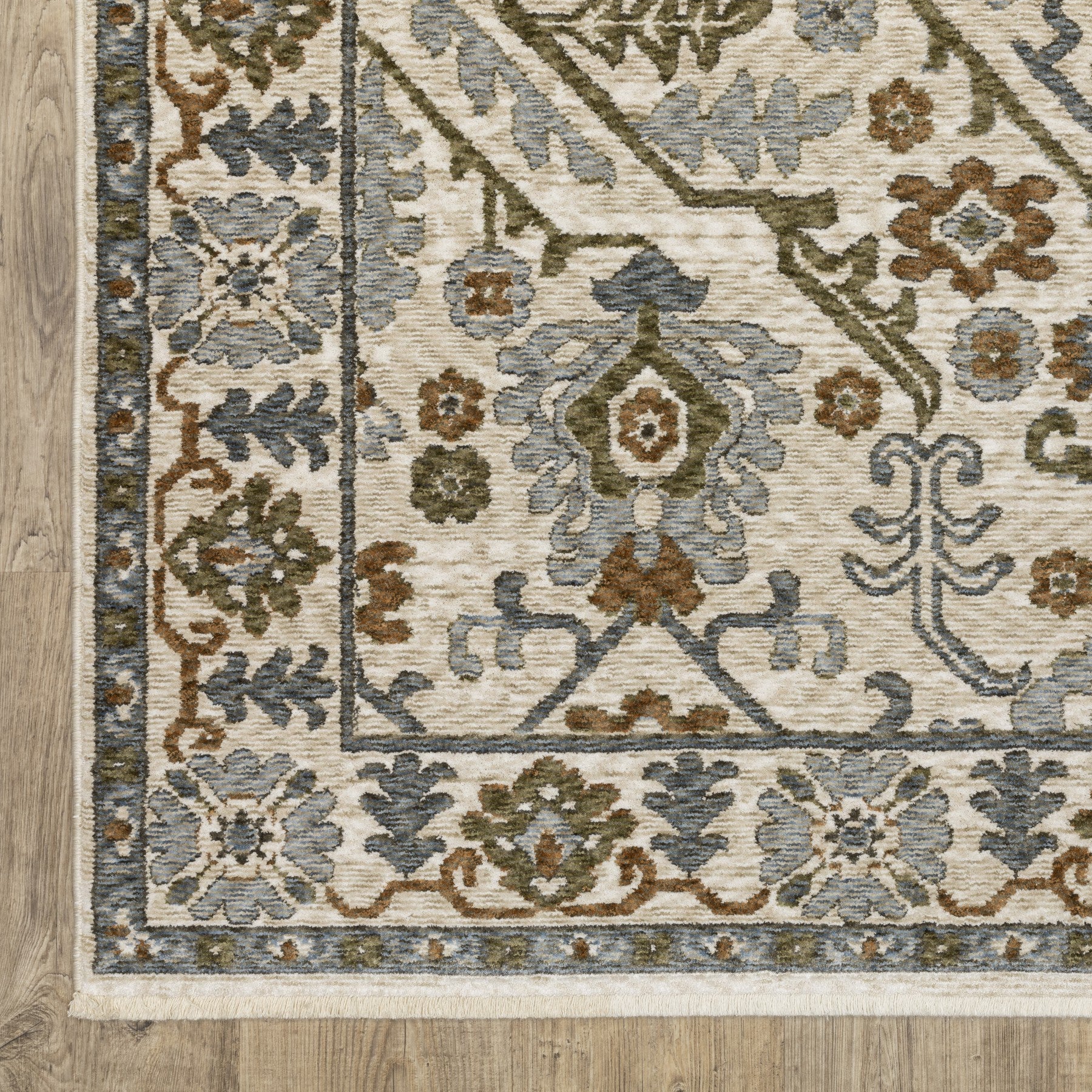 10' X 13' Ivory And Rust Floral Area Rug With Fringe - Home & Garden