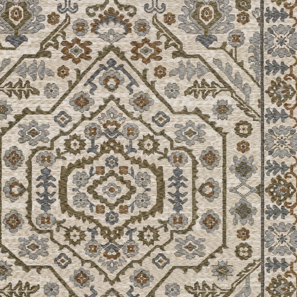 10' X 13' Ivory And Rust Floral Area Rug With Fringe - Home & Garden