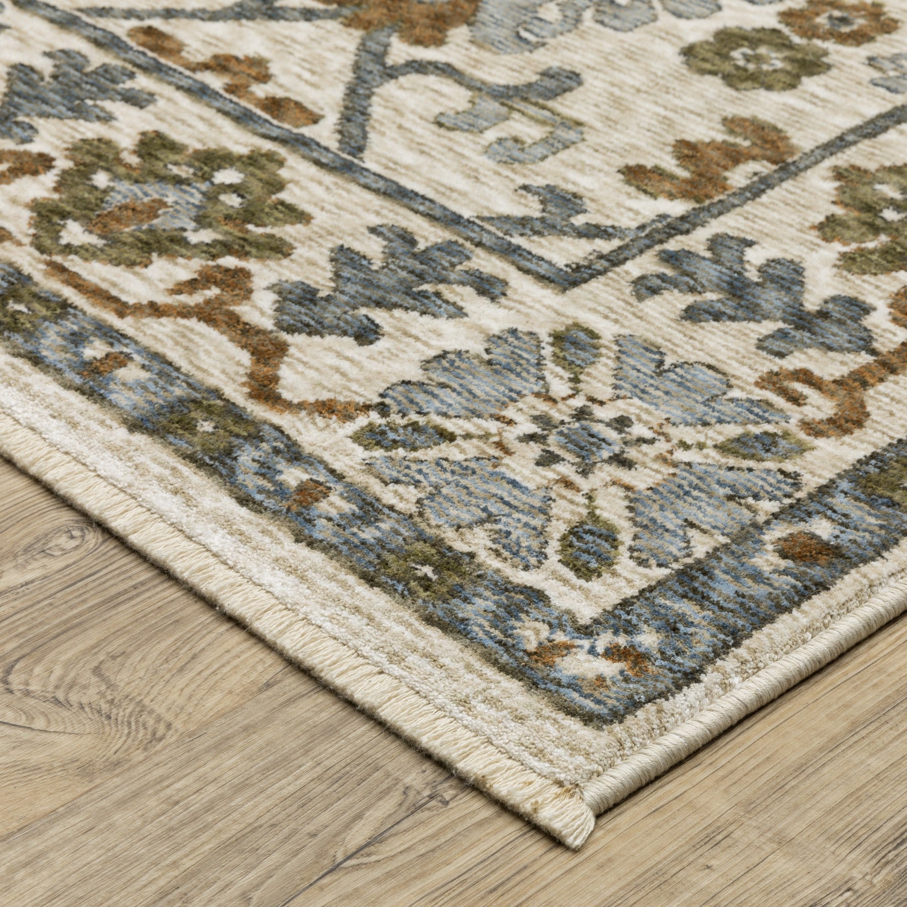 10' X 13' Ivory And Rust Floral Area Rug With Fringe - Home & Garden