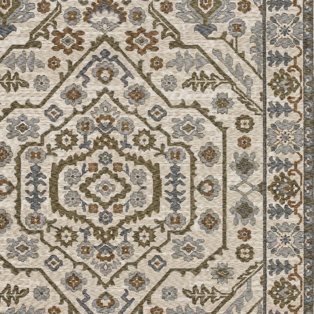 5' X 8' Ivory And Rust Floral Area Rug With Fringe - Home & Garden
