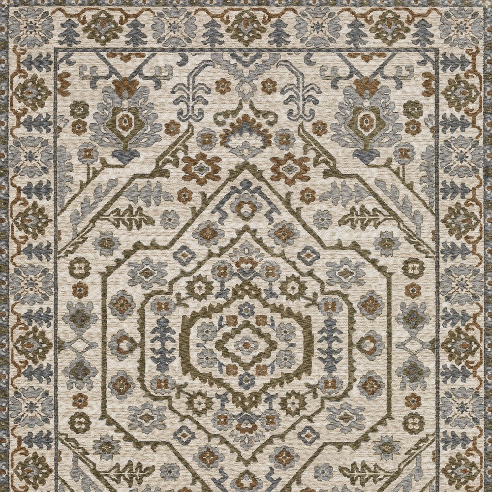5' X 8' Ivory And Rust Floral Area Rug With Fringe - Home & Garden