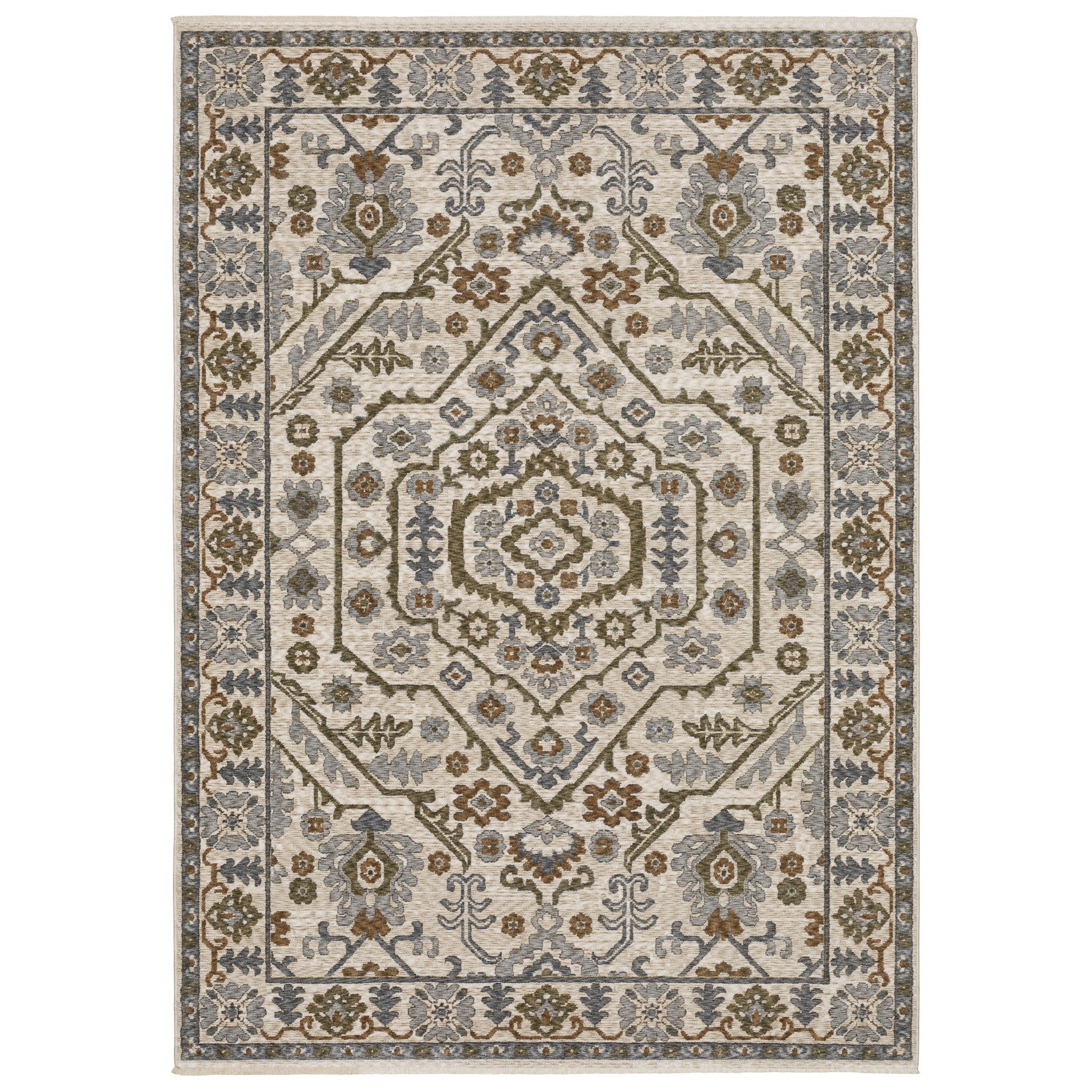 5' X 8' Ivory And Rust Floral Area Rug With Fringe - Home & Garden