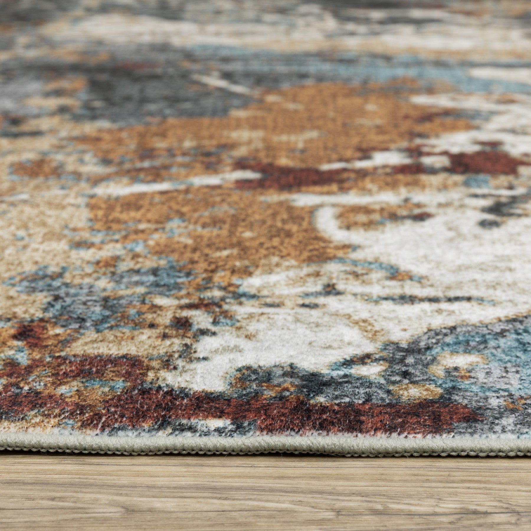5' X 7' Blue And Rust Abstract Distressed Area Rug - Home & Garden