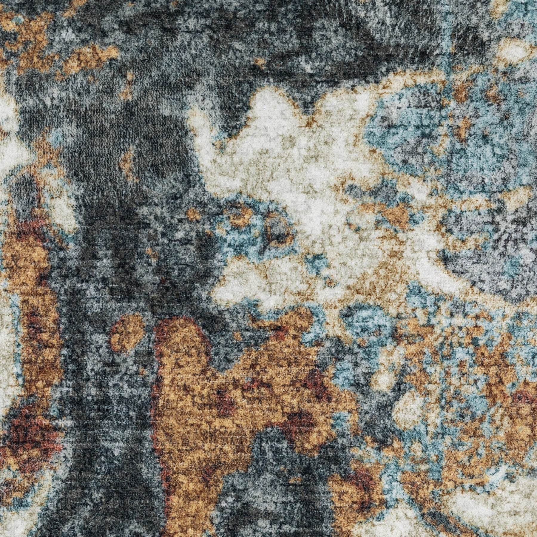 5' X 7' Blue And Rust Abstract Distressed Area Rug - Home & Garden