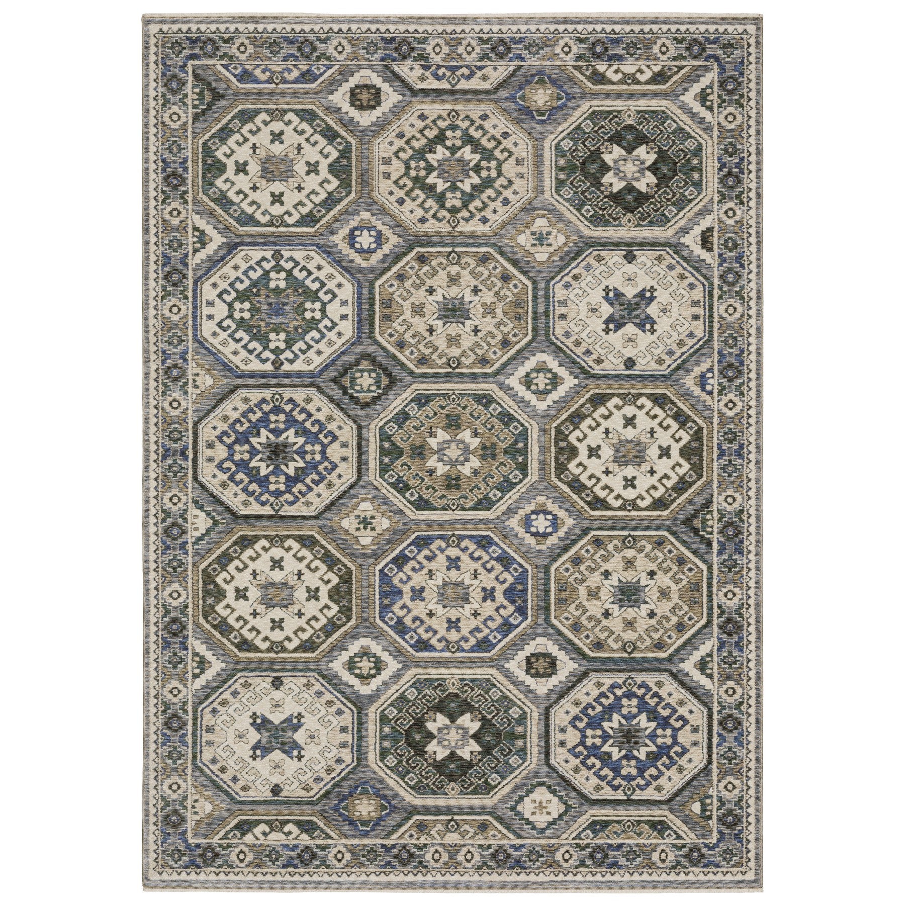 4' X 6' Ivory And Blue Medallion Area Rug With Fringe - Home & Garden