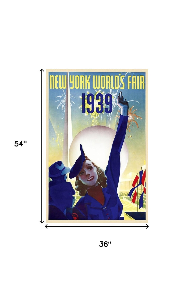 New York 1939 World's Fair Vintage Travel Unframed Print Wall Art - Home Decor