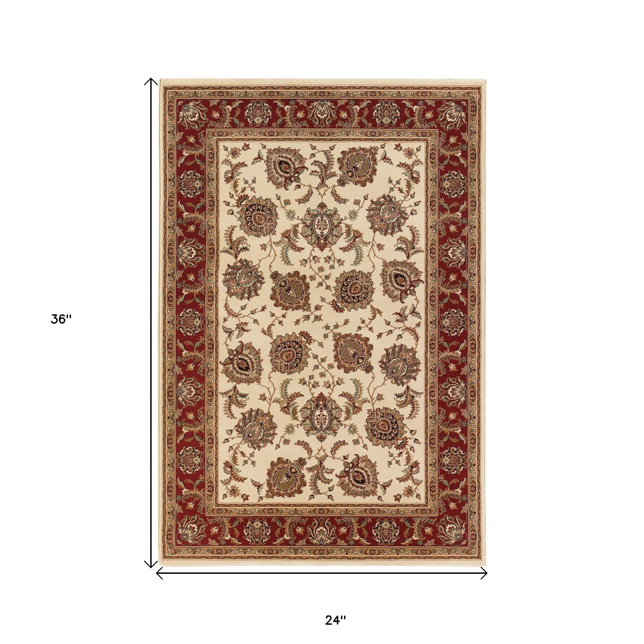 2' X 3' Ivory And Red Oriental Area Rug - Home & Garden
