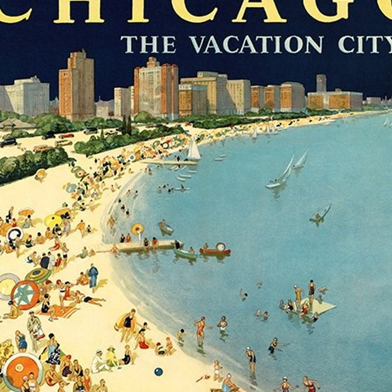 Vintage 1929 Chicago Vacation Travel Unframed Print Wall Art - Home Decor