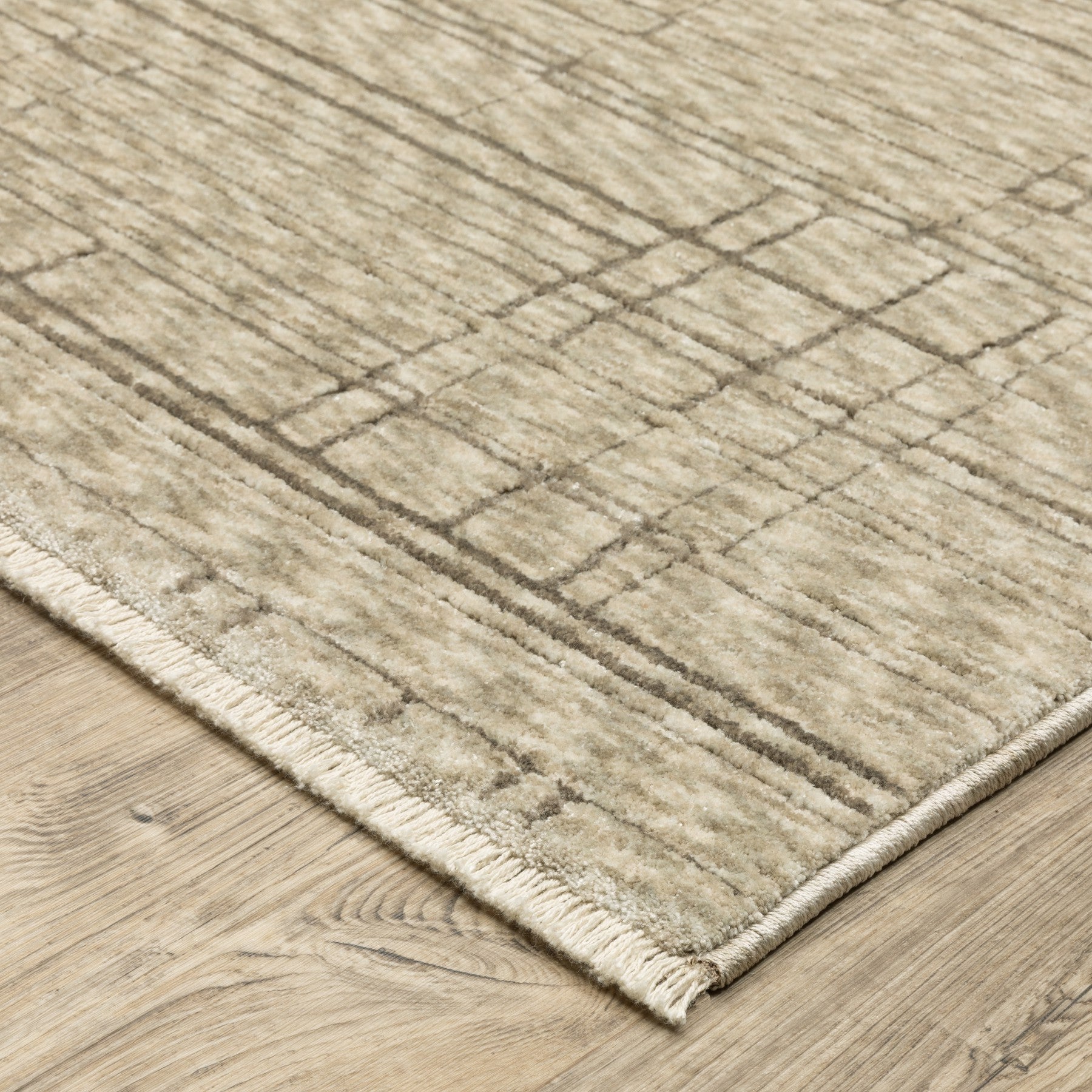 5' X 8' Beige And Brown Geometric Area Rug With Fringe - Home & Garden