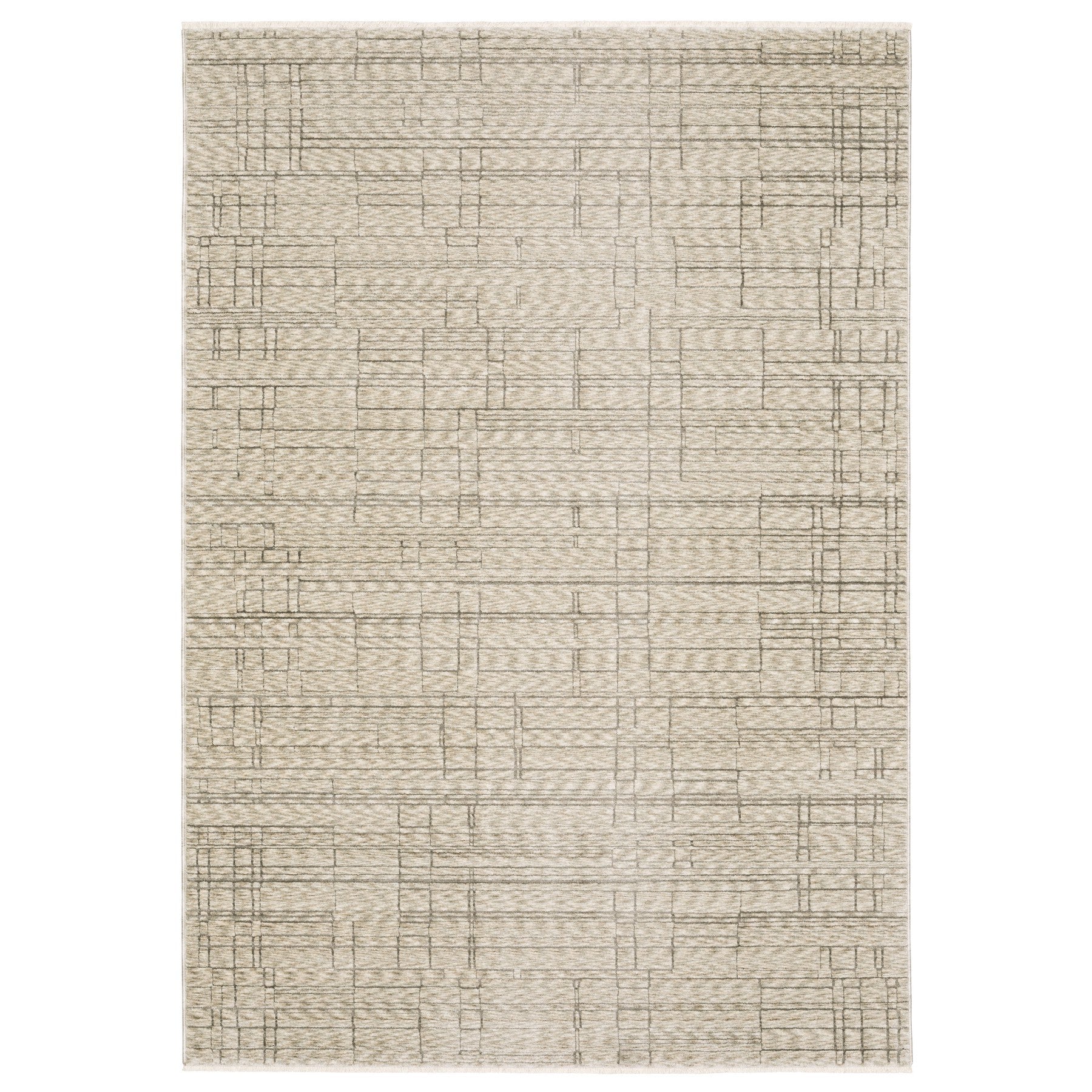 5' X 8' Beige And Brown Geometric Area Rug With Fringe - Home & Garden