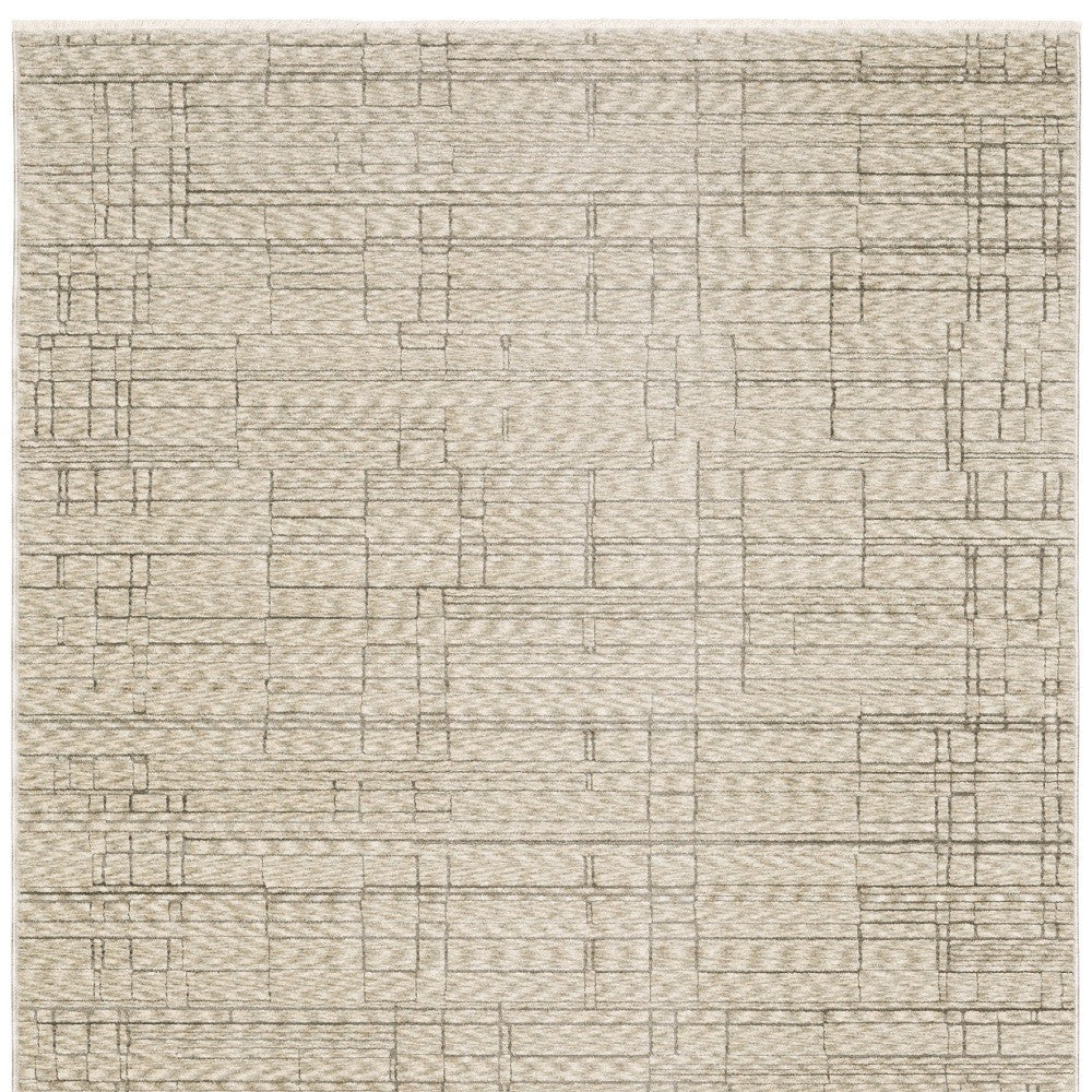 5' X 8' Beige And Brown Geometric Area Rug With Fringe - Home & Garden