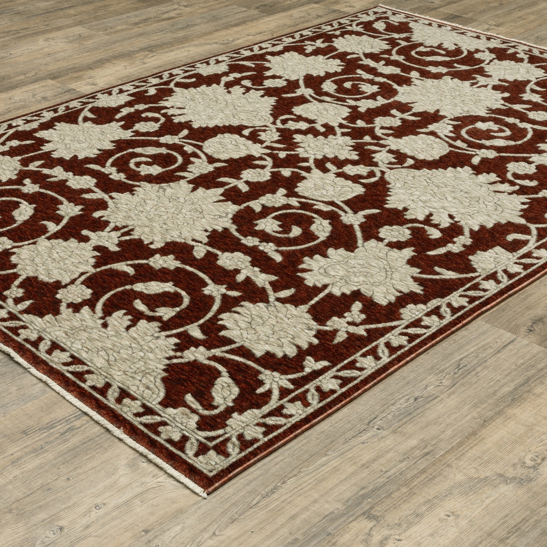 10' X 13' Beige Floral Area Rug With Fringe - Home & Garden