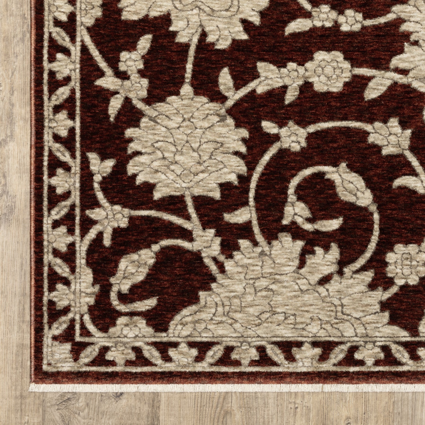 10' X 13' Beige Floral Area Rug With Fringe - Home & Garden