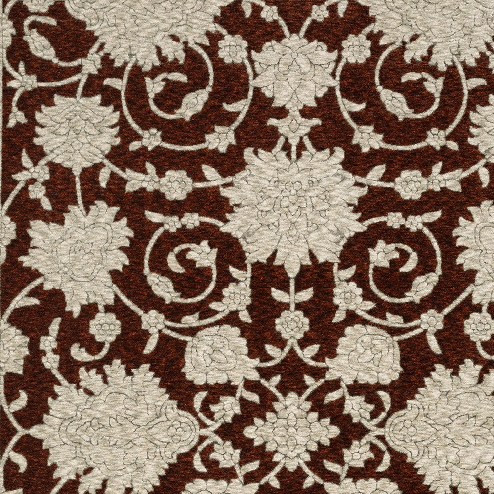 10' X 13' Beige Floral Area Rug With Fringe - Home & Garden