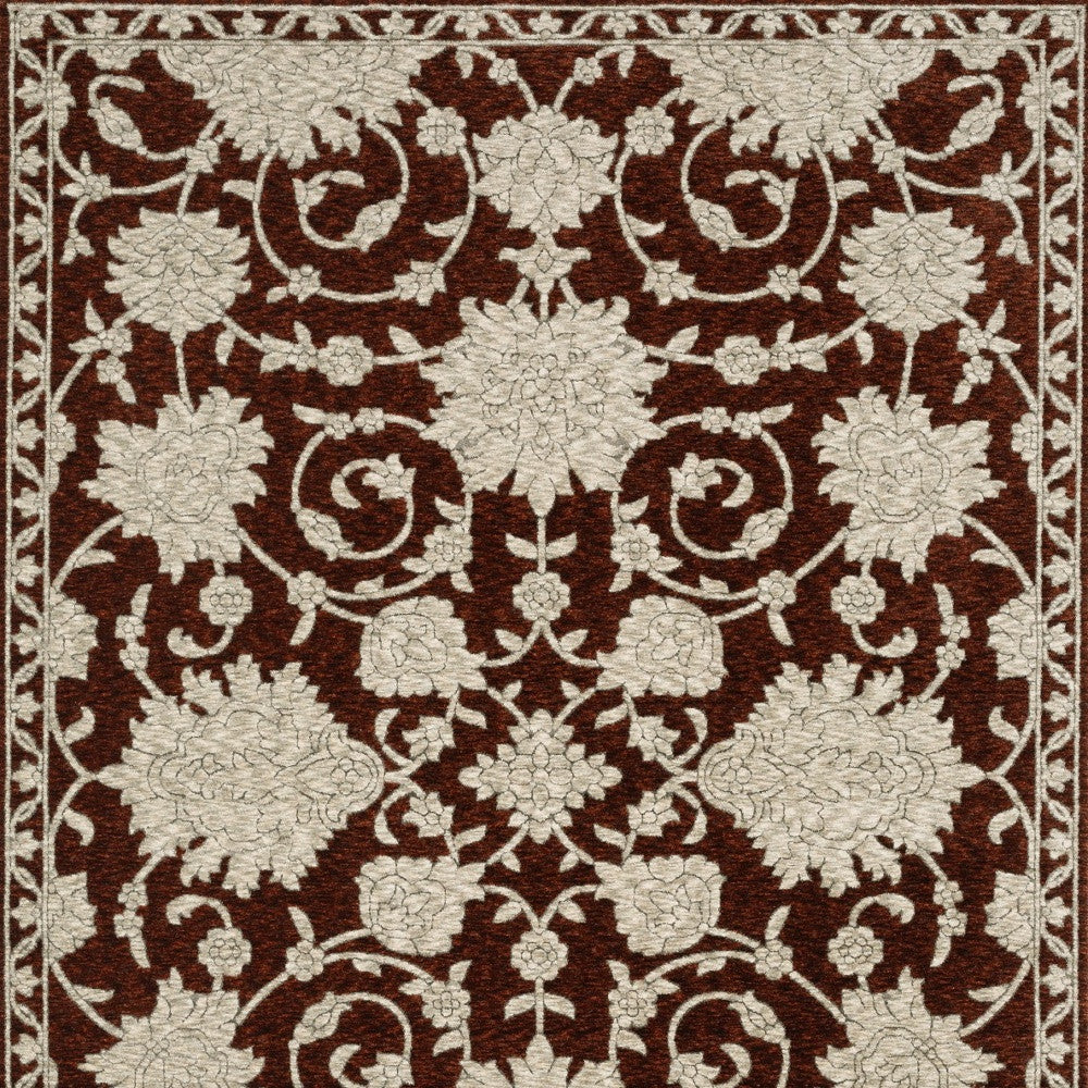 10' X 13' Beige Floral Area Rug With Fringe - Home & Garden