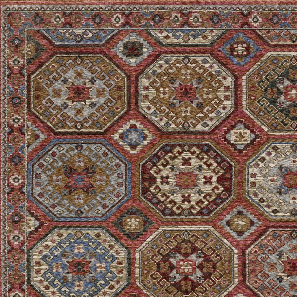 5' X 8' Pink And Red Medallion Area Rug With Fringe - Home & Garden