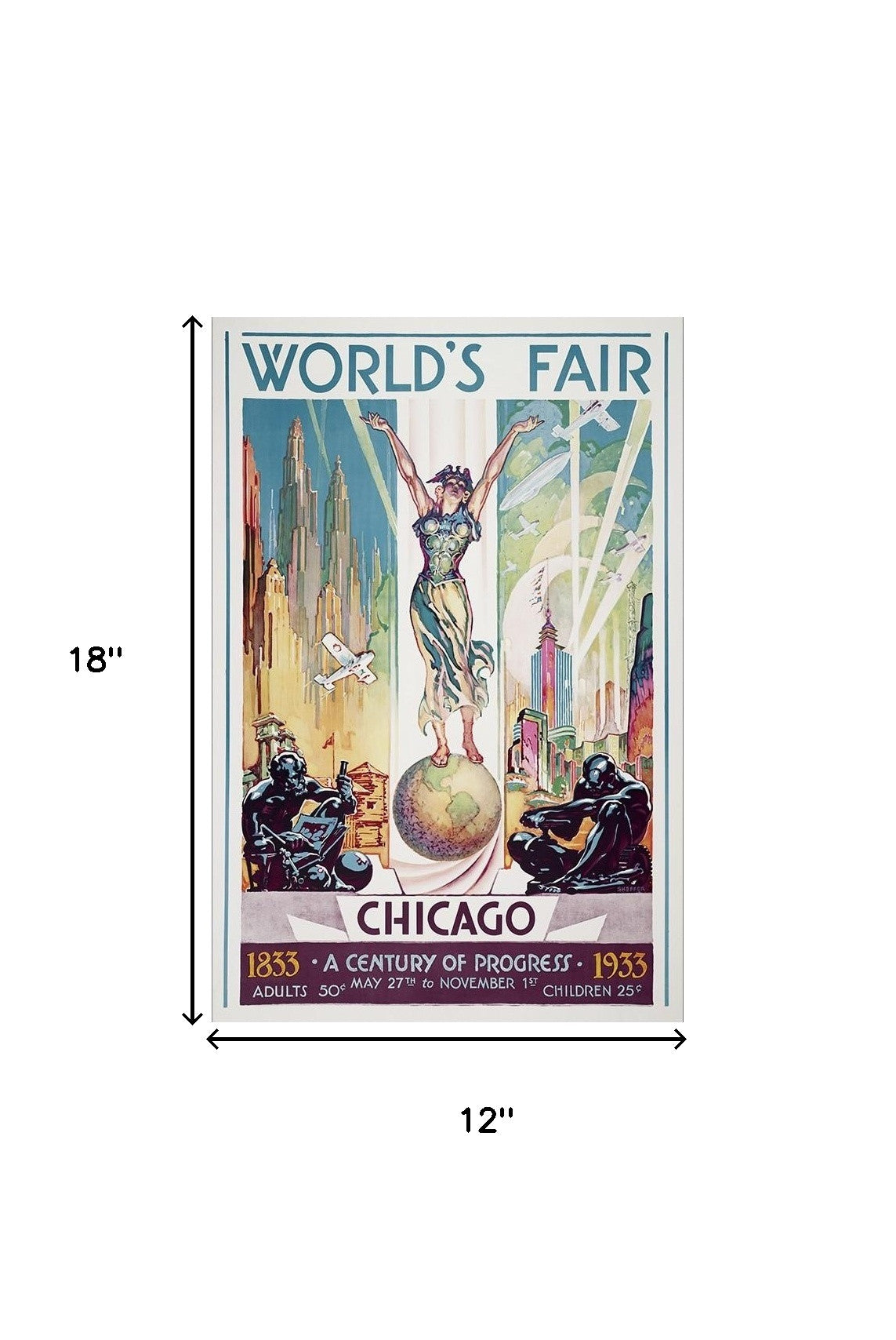12" x 18" Vintage 1933 Chicago Worlds Fair Wall Art - Home Decor