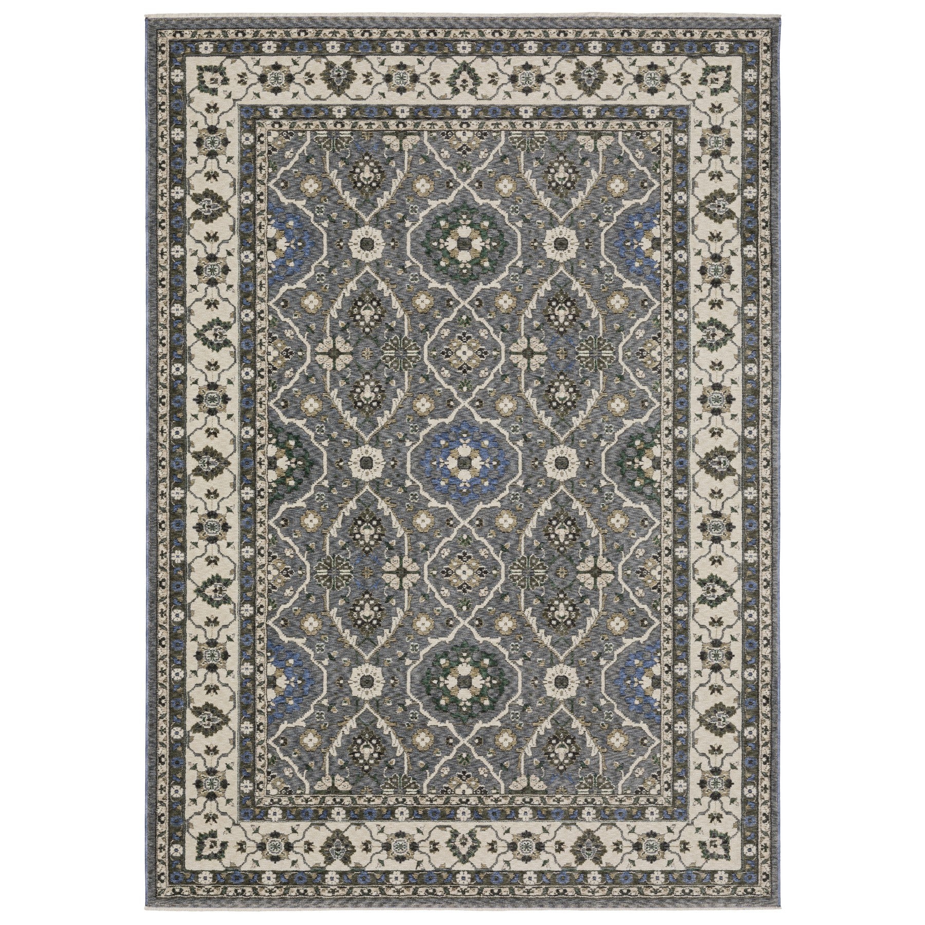 4' X 6' Blue And Gray Oriental Area Rug With Fringe - Home & Garden