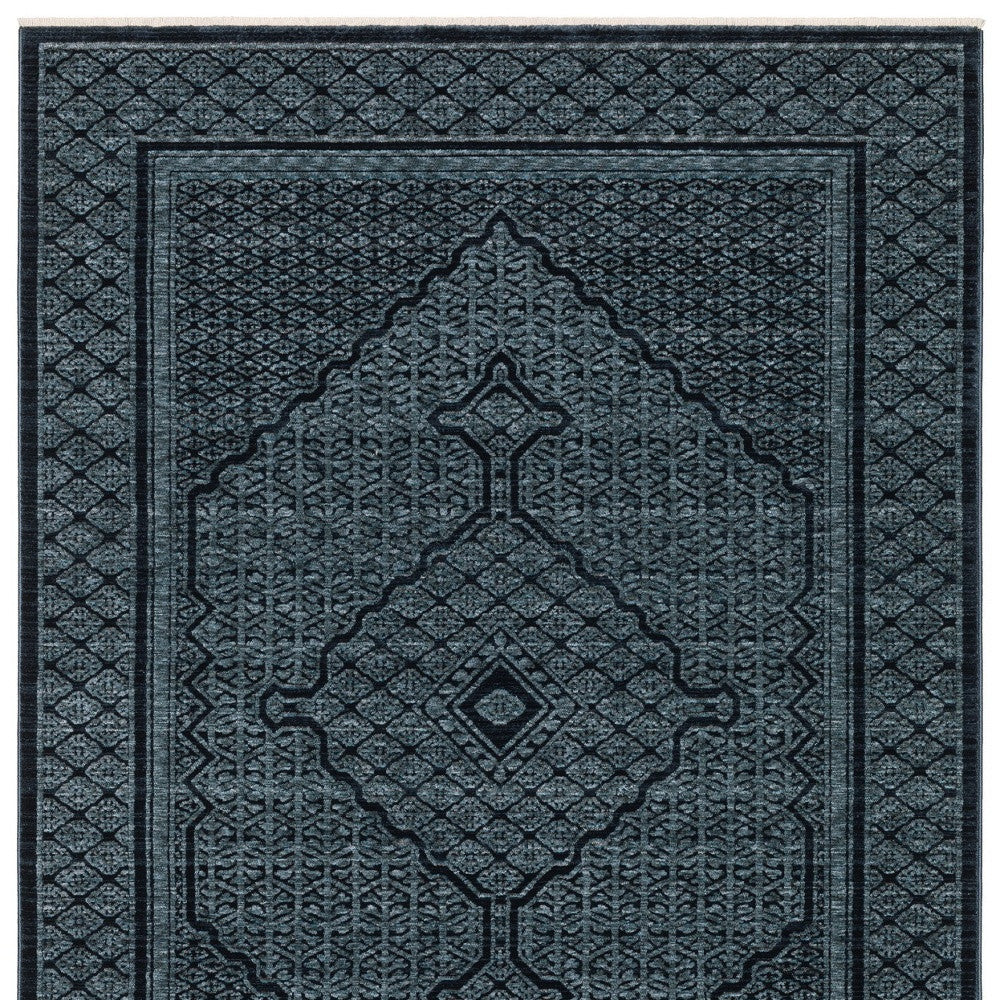 5' X 8' Blue And Teal Medallion Area Rug With Fringe - Home & Garden