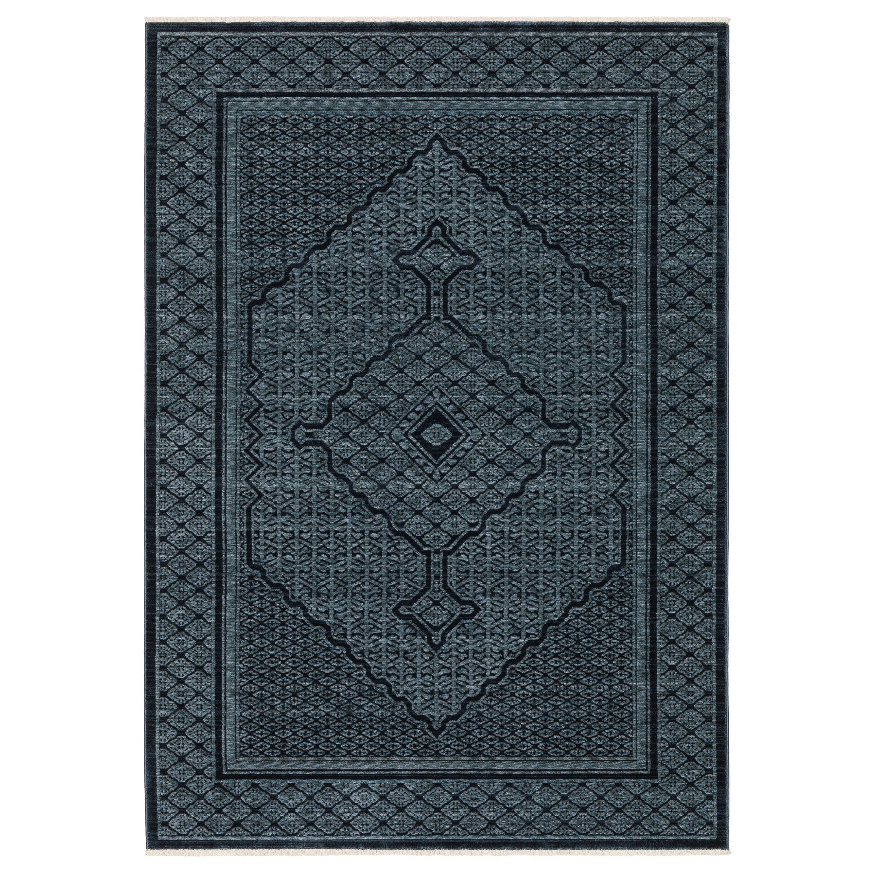 5' X 8' Blue And Teal Medallion Area Rug With Fringe - Home & Garden