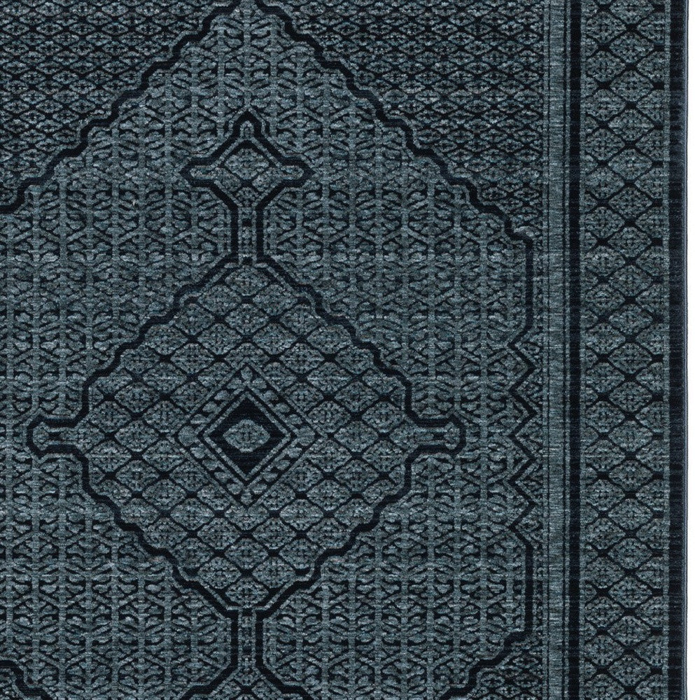 5' X 8' Blue And Teal Medallion Area Rug With Fringe - Home & Garden