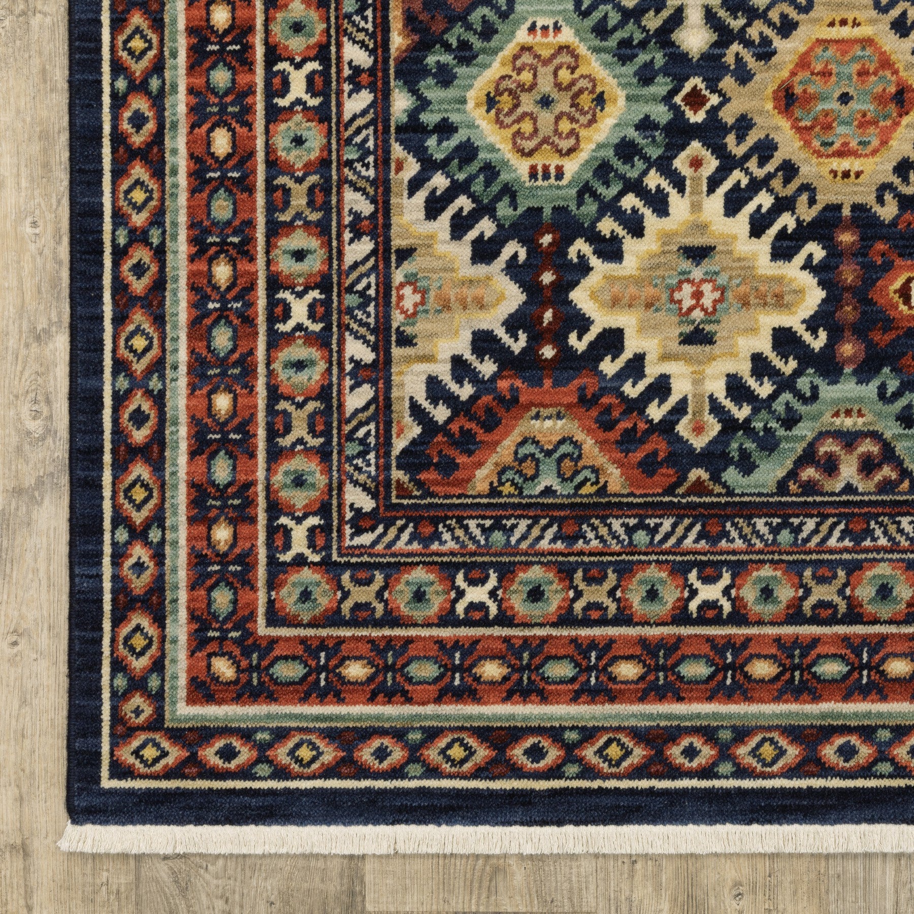 2' X 3' Navy Blue Oriental Area Rug With Fringe - Home & Garden