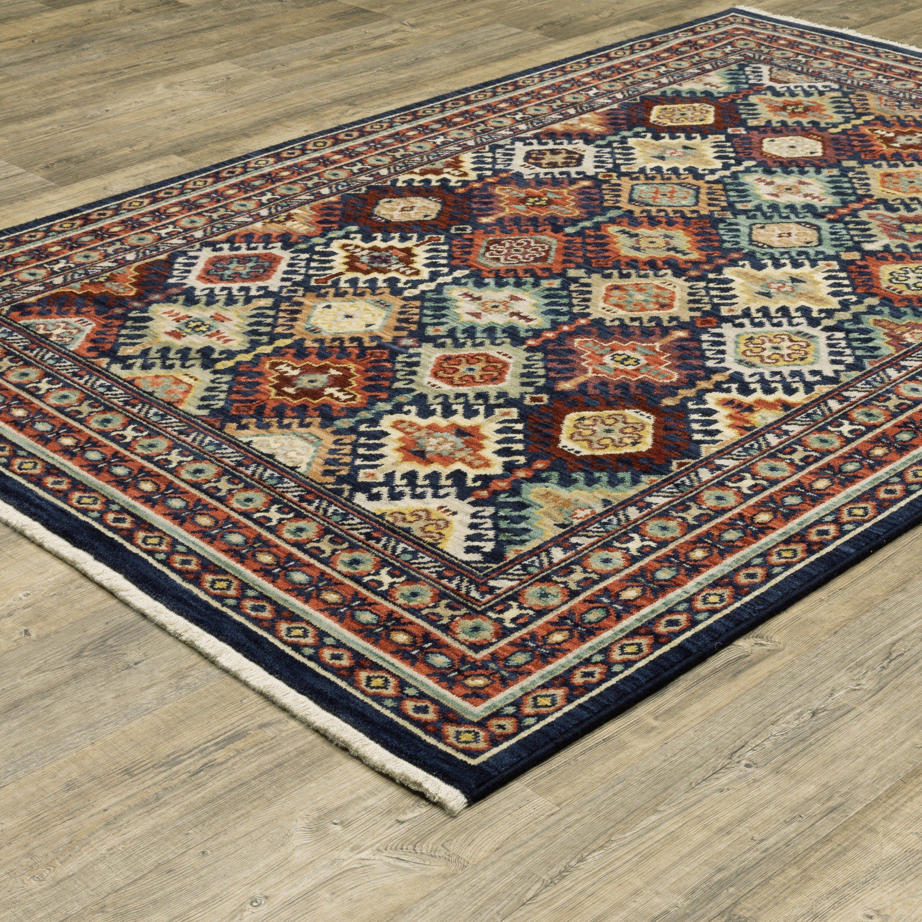 2' X 3' Navy Blue Oriental Area Rug With Fringe - Home & Garden