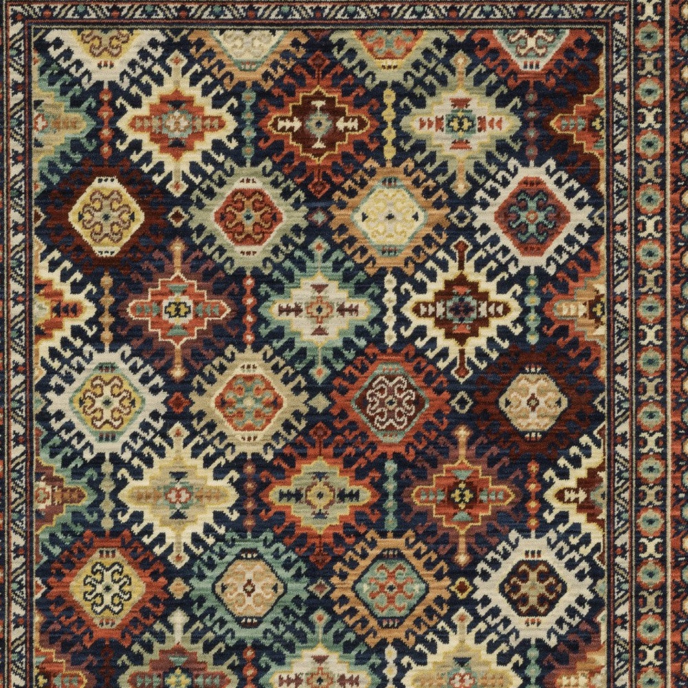 2' X 3' Navy Blue Oriental Area Rug With Fringe - Home & Garden