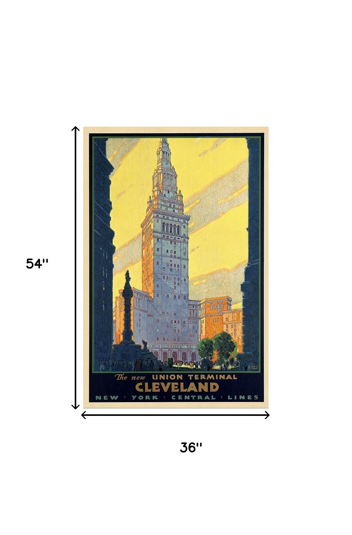 Cleveland Union Terminal Vintage Travel Unframed Print Wall Art - Home Decor